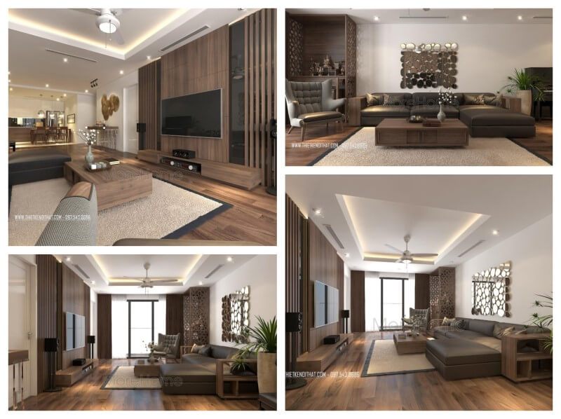 Sofa góc hiện đại với thiết kế gỗ óc chó bọc da đẹp đẳng cấp được bày bán tại chung cư Imoeria Garden Hà Nội.